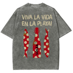 Polka Dot Fish Washed Vintage Short Sleeves T-Shirt