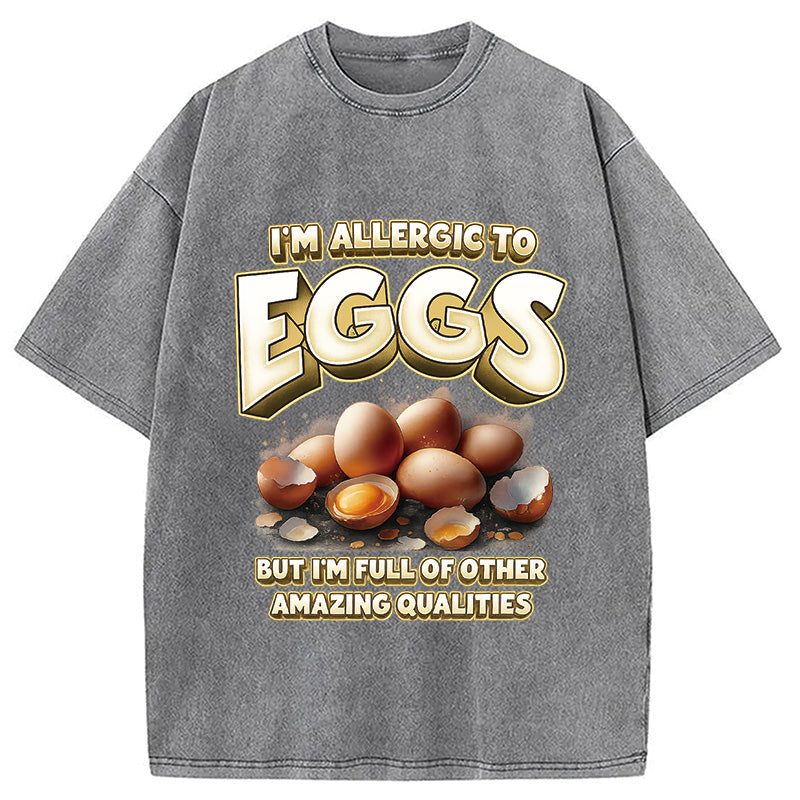 Egg Allergy Washed T-Shirt