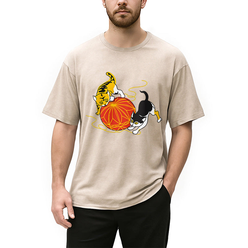 Neko Playing Cat Washed T-Shirt