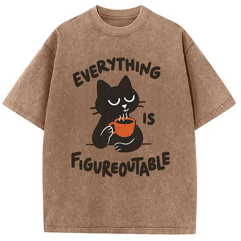 Cat Tasting Coffee Washed T-Shirt