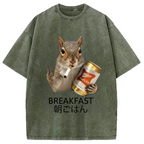 Funny Breakfast Washed T-Shirt