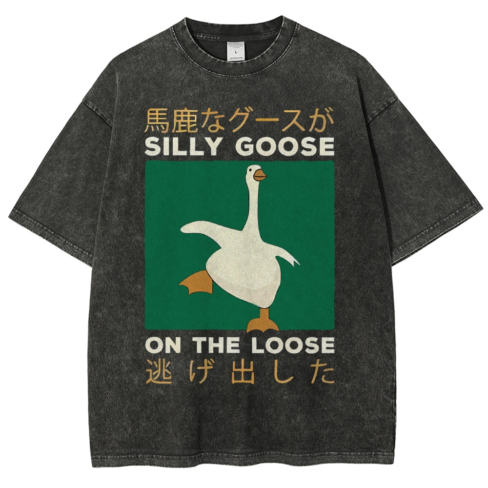 Unisex Loose Printed Washed Tee