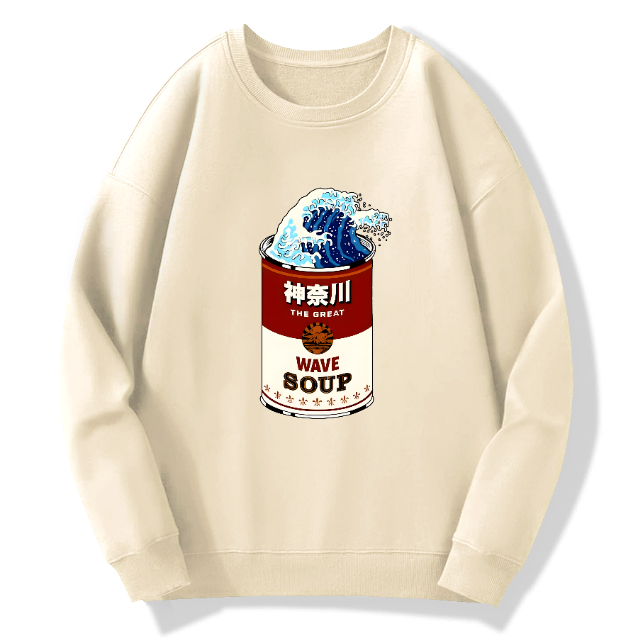 Kanagawa Retro Cotton Pullover Sweatshirt