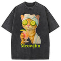 Orange Cat Meowjito Washed T-Shirt