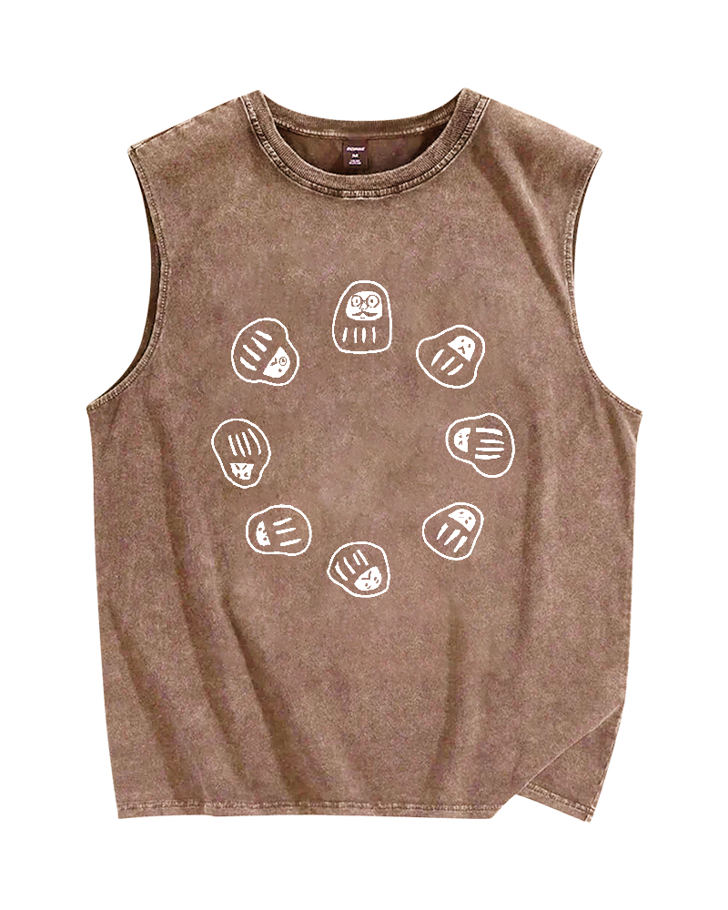 Japan Small Daruma Vintage Distressed Washed Tank Top
