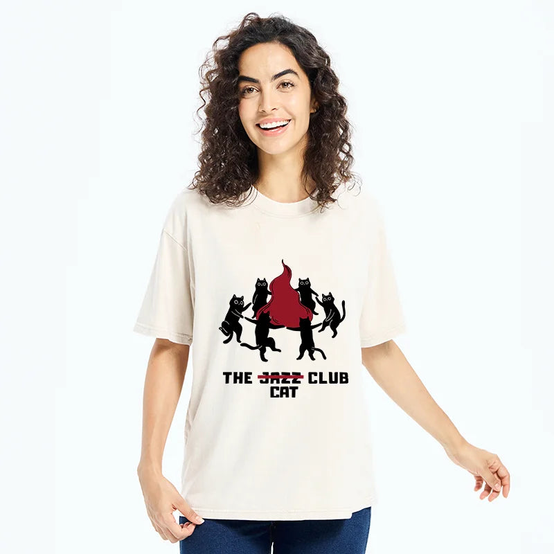 Unisex Cat Party Washed T-Shirt