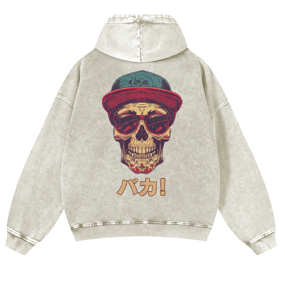 Skull Vintage Washed Cotton Back Art Hoodie