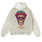 Skull Vintage Washed Cotton Back Art Hoodie