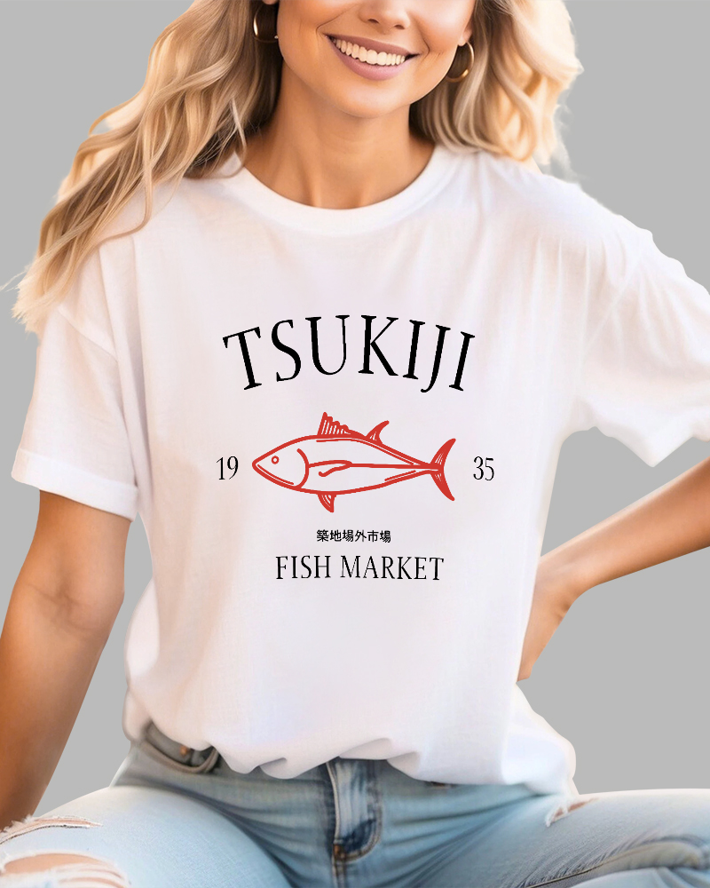 Japan's Tsukiji Off Market Cotton casual T-shirt