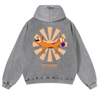 Catdog Vintage Washed Cotton Back Art Hoodie