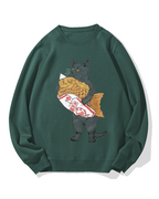 Cat holding taiyaki Cotton Sweatshirt