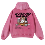 Cat Vintage Washed Cotton Back Art Hoodie