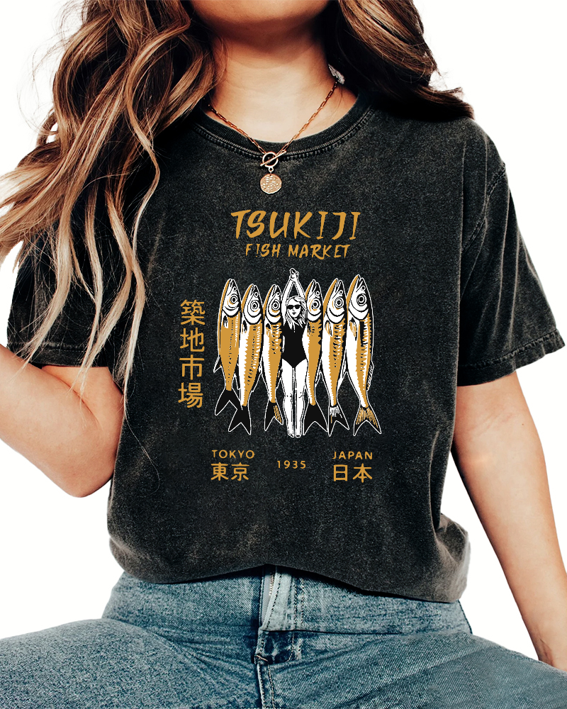 Tokyo Seafood Tsukiji Market Vintage Washed T-shirt