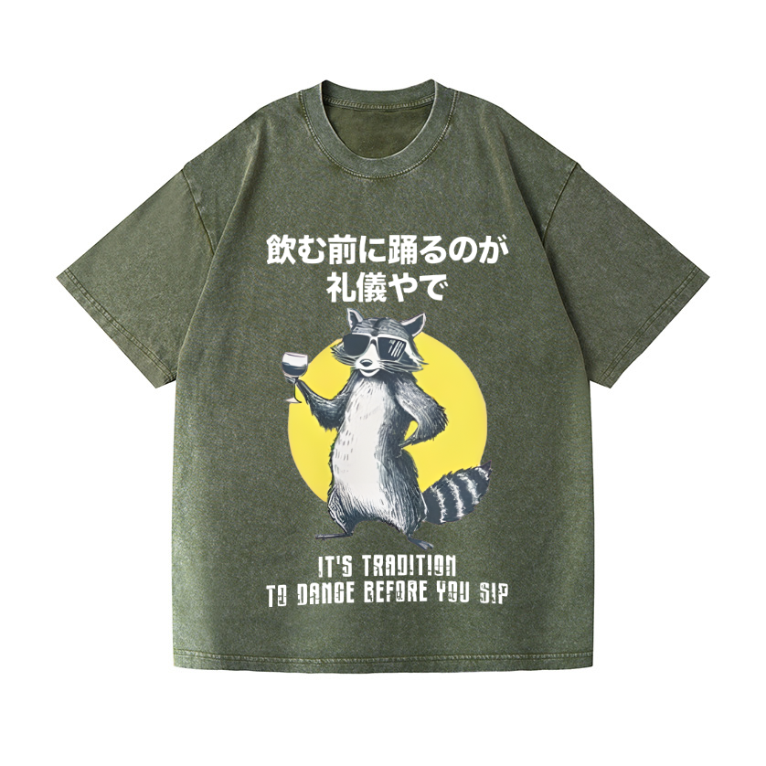Raccoon Vintage Wash Japanese Design T-Shirt