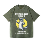 Raccoon Vintage Wash Japanese Design T-Shirt