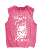 Cheers Vintage Distressed Washed Tank Top