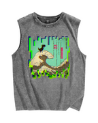 404 Error T-Rex riding the waves Vintage Distressed Washed Tank Top