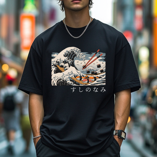 Sushi Great Wave Ukiyoe Japanese Style Classic Tee