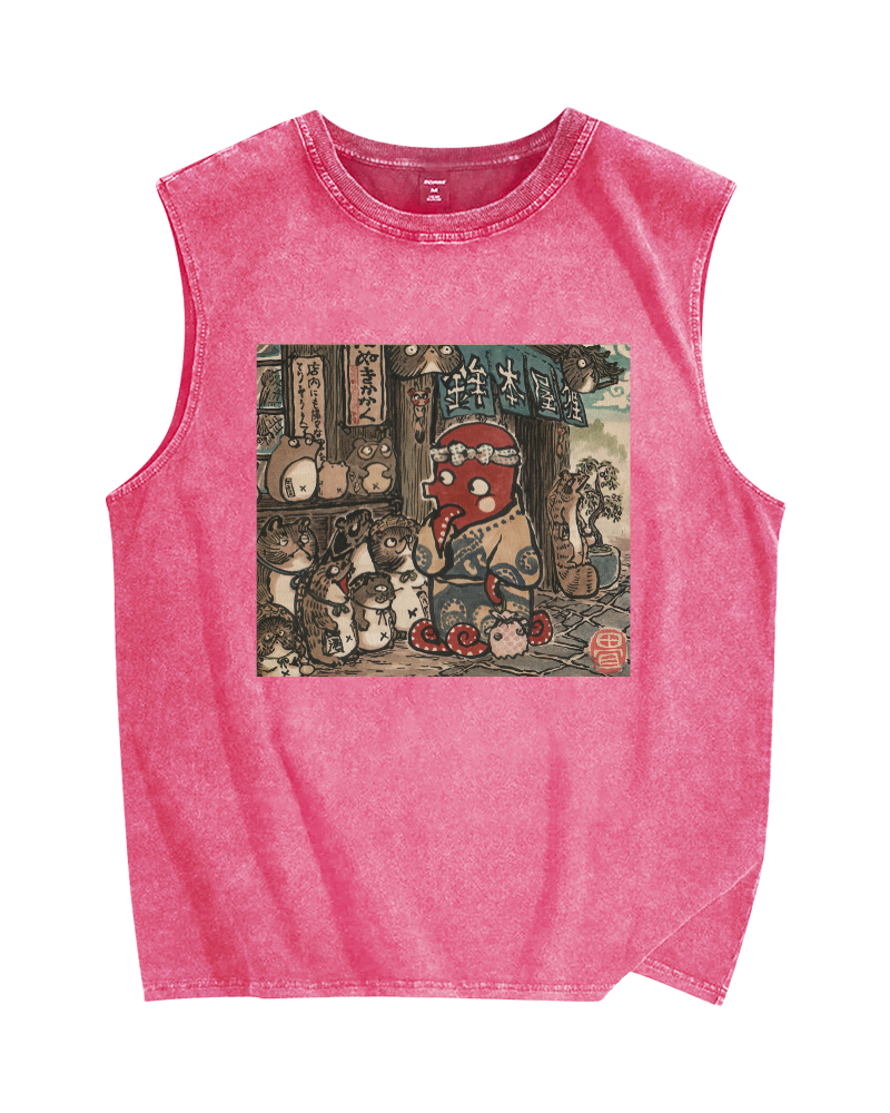 Monster Shop Octopus Funny Vintage Distressed Washed Tank Top