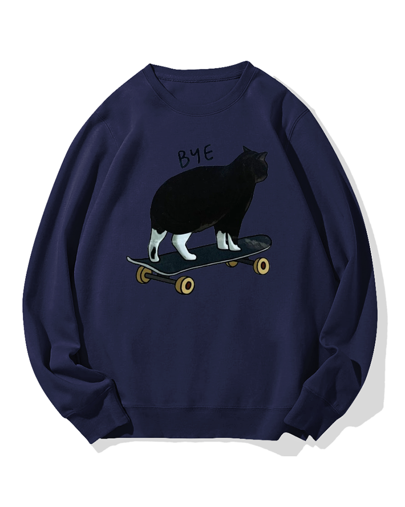 Cat On Skateboard Cotton Sweatshirt