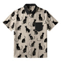 Black Cat Beige Button-up Shirt