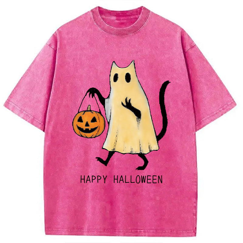 Halloween Cat Soul Washed T-Shirt