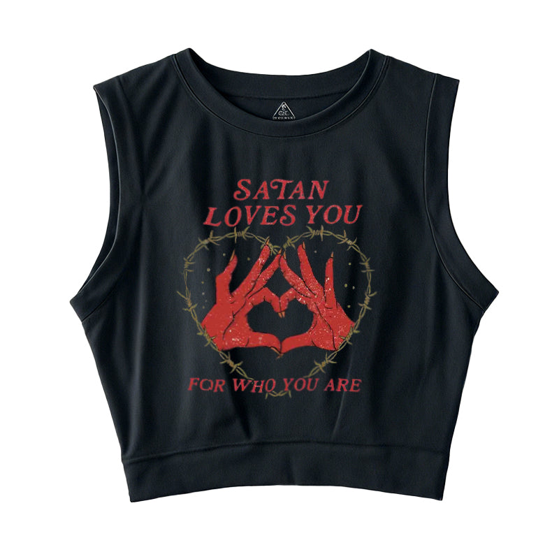 Satan Loves You For Who You Are Sleeveless Crop Top