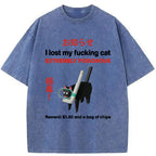 Find The Toxic Cat Funny Washed T-Shirt