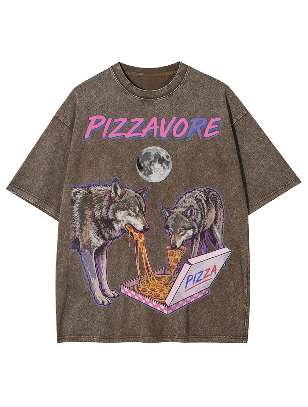 Unisex Pizzavore Printed Washed Tee