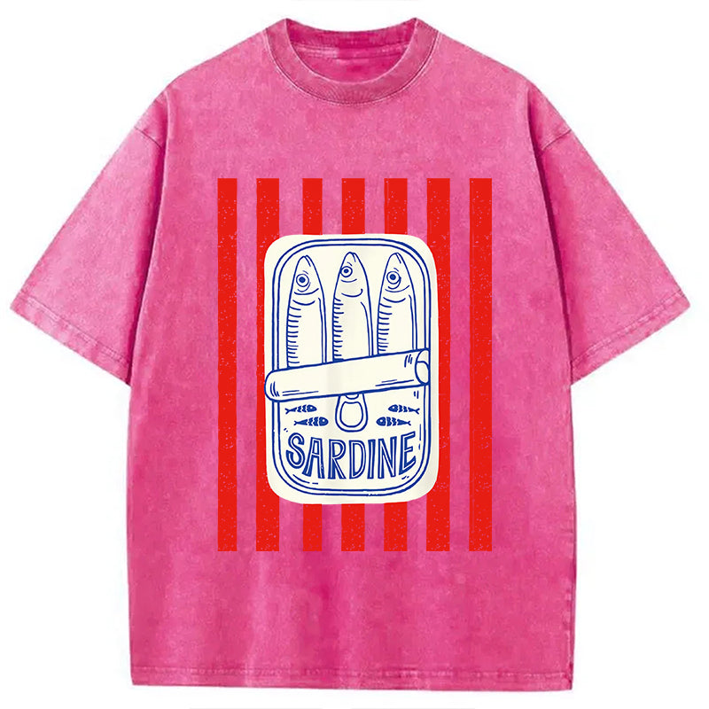 Les Sardines Red Stripes Fisherman Washed T-Shirt