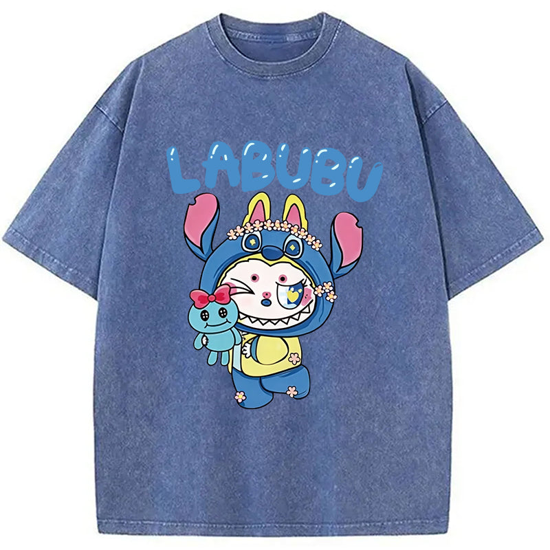 Labubu Cute Bunny Washed T-Shirt