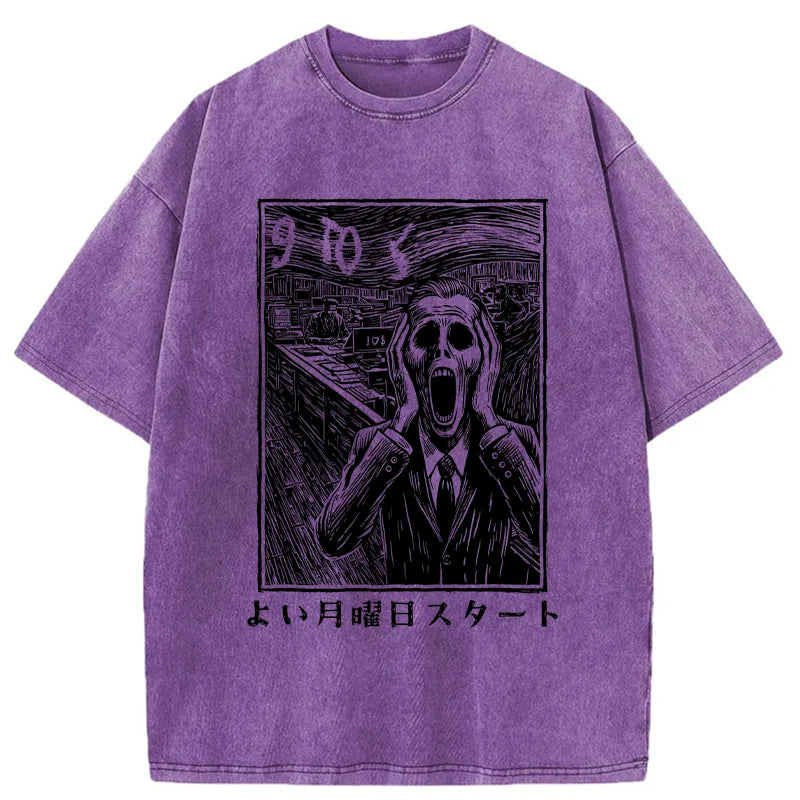Office Worker The Scream Washed T-Shirt