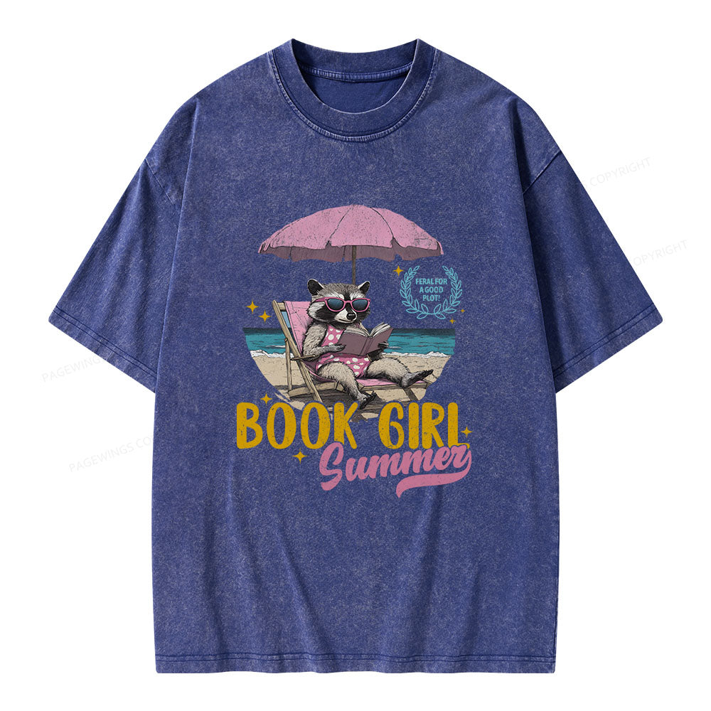 Book Girl Summer Unisex Washed T-shirt