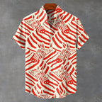 Zebra Red Stripes Print Casual 100% Cotton Shirt
