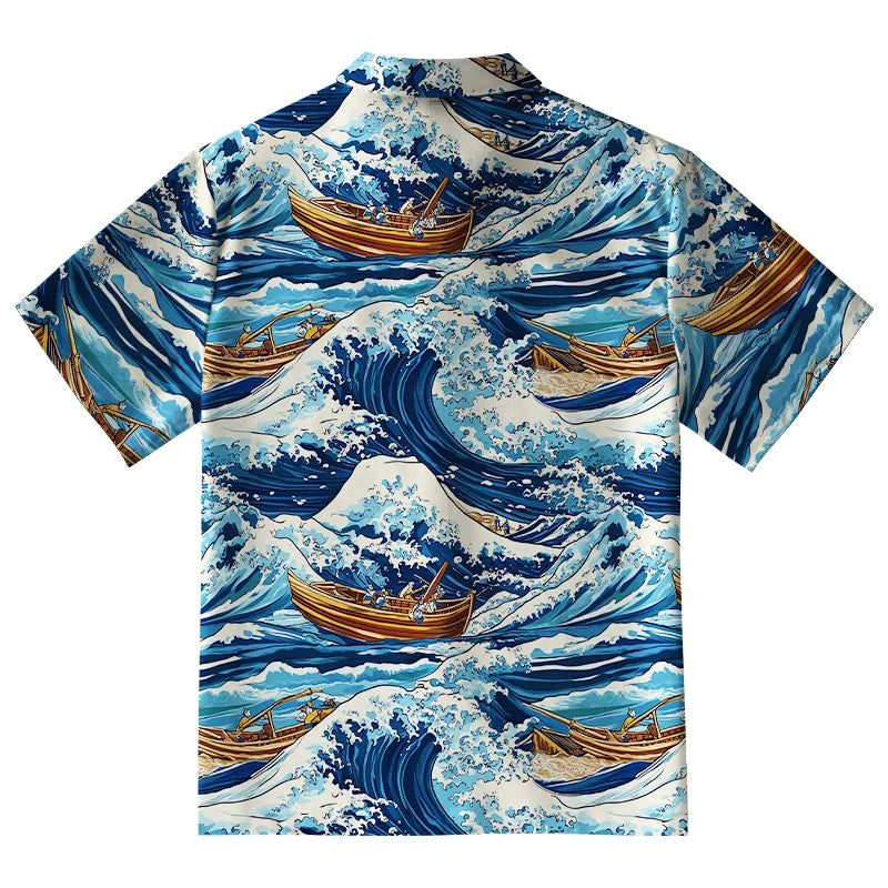 Nautical Adventure Wave Button-up Shirt