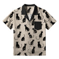 Black Cat Beige Hawaiian Shirt