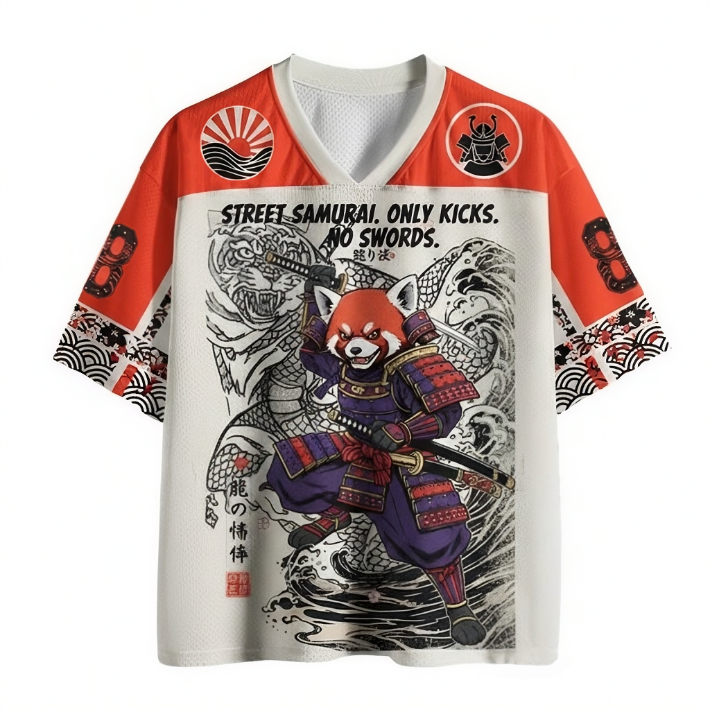 Street Samurai Red Panda Warrior Jersey Shirts