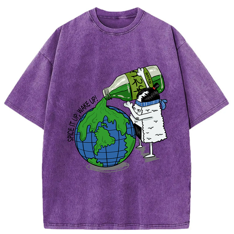 Funny Rice Ball With Wasabi Washed T-Shirt