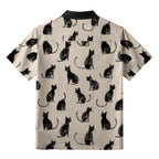 Black Cat Beige Hawaiian Shirt