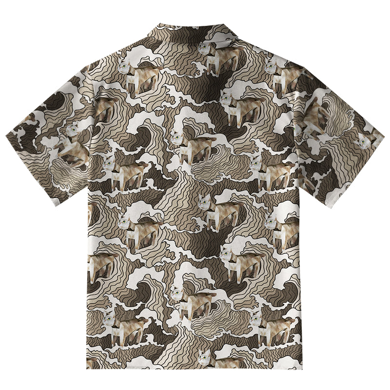 Cats And Waves Button-up Shirt