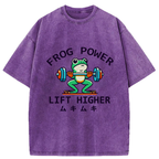 Muscular Weightlifting Frog Washed T-Shirt
