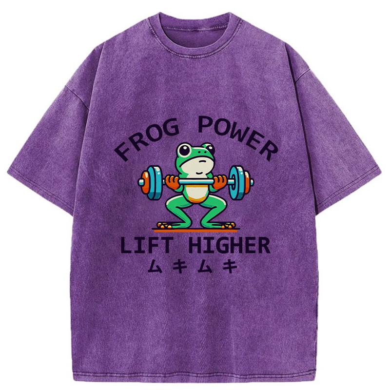 Muscular Weightlifting Frog Washed T-Shirt
