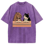 Capybara And Cat Talk Washed T-Shirt