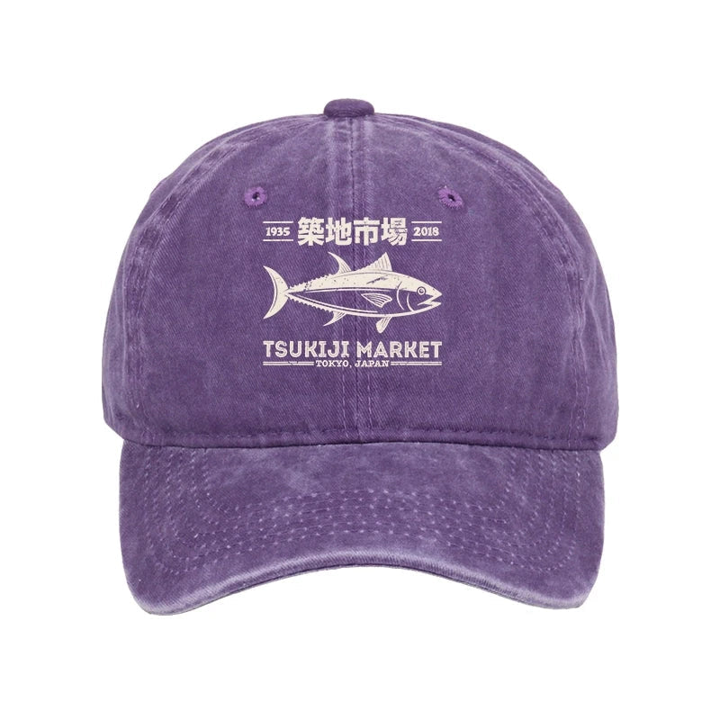 Retro Tsukiji Fish Market Streetwear Tokyo Washed Cap