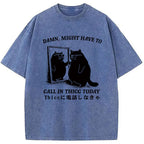 Cat Admiring Himself Washed T-Shirt