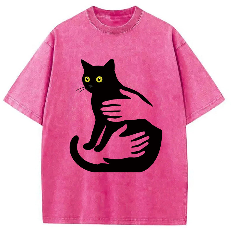 Hug A Black Cat Washed T-Shirt