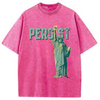 Lady Liberty Flaming Fist Washed T-Shirt