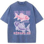 Koi Fish Pond Japanese Washed T-Shirt