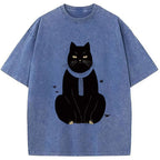 Japanese Cat With Scarf Washed T-Shirt