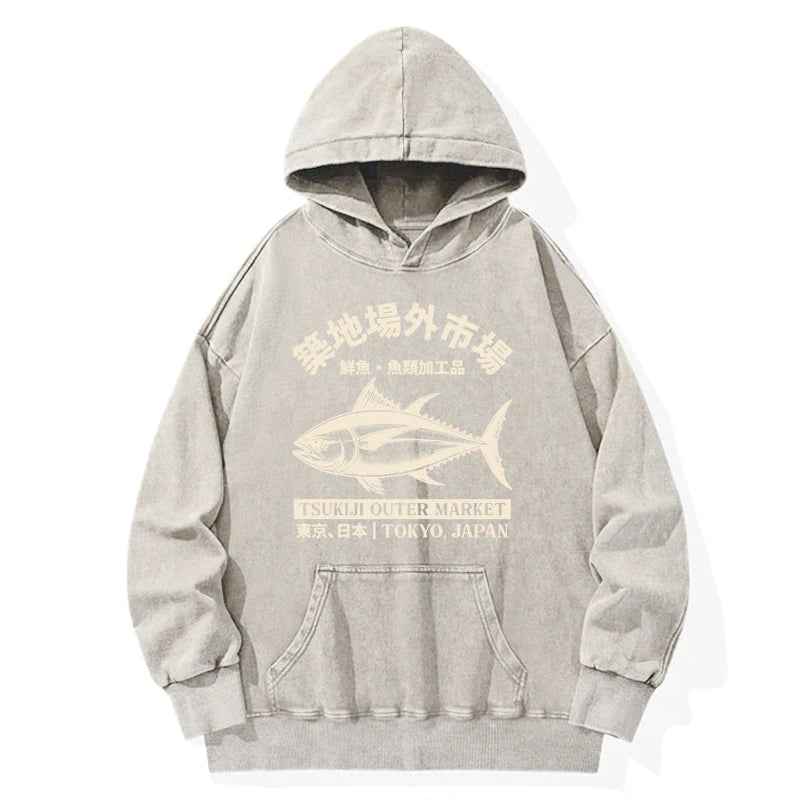 Japan Tsukiji Fish Market Washed Hoodie